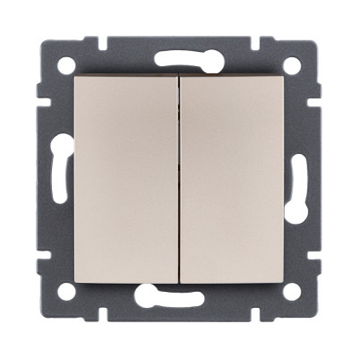 Выключатель кнопочный 2-клавишный 10А/250В, изогнутый, золотой Kollinger REA-R-011GD для Aspekt, Eleganz, Reflex