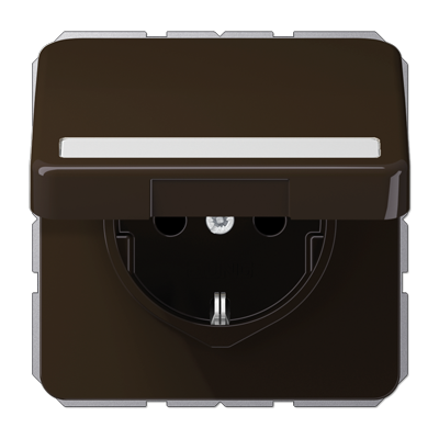 Штепсельная розетка SCHUKO 16A 250V~ с полем для надписи и защитой от влажности; коричневая, CD1520BFNAKLBR