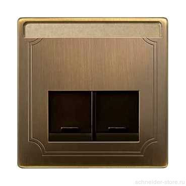 SD Накладка для комп./тлф. розетки 2хRJ45 UTP/FTP, античн. латунь