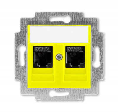 5014H-A61018 64W - Розетка информационная ABB Levit двойная 2хRJ45 категория 6 жёлтый - 2CHH296118A6064