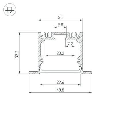 Профиль с экраном SL-LINIA49-F-2500 ANOD+OPAL (Arlight, Алюминий), 020469