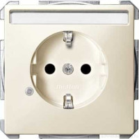 SD Розетка с индикатором, шторк., полем для надписи 2К+З 16А 250В~, беж.