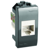 ДКС Компьютерная розетка RJ45 кат.5e, Brava, черная, 1мод, 77654N