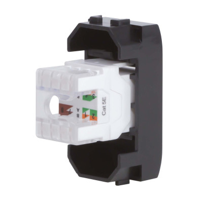 ДКС Компьютерная розетка RJ45 кат.5e, Brava, черная, 1мод, 77654N