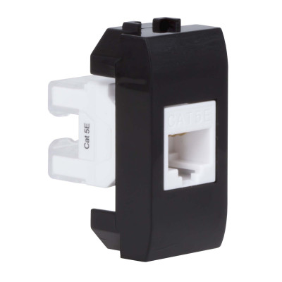 ДКС Компьютерная розетка RJ45 кат.5e, Brava, черная, 1мод, 77654N