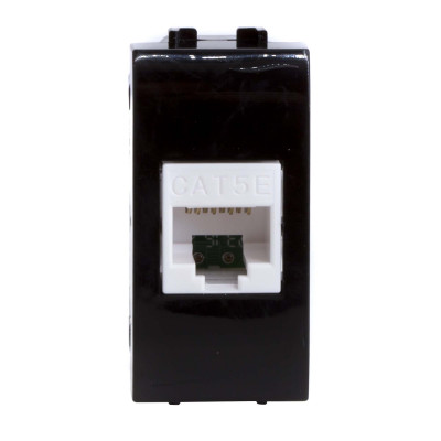 ДКС Компьютерная розетка RJ45 кат.5e, Brava, черная, 1мод, 77654N