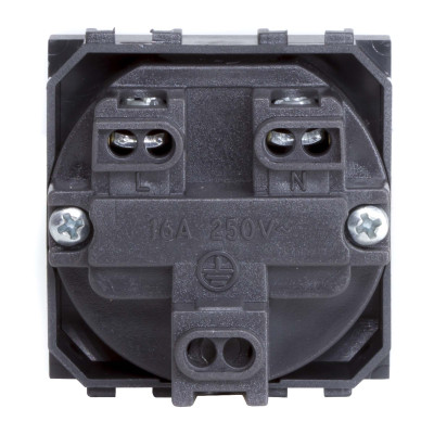 ДКС Электрическая розетка, без заземления, со шторками, черная, 2 мод., 77483N