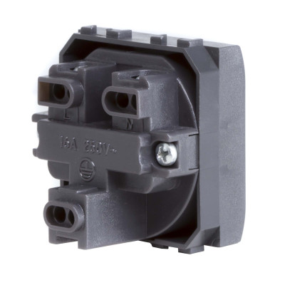 ДКС Электрическая розетка, без заземления, со шторками, черная, 2 мод., 77483N