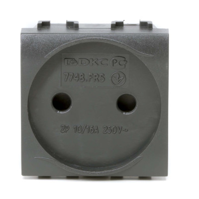 ДКС Электрическая розетка, без заземления, со шторками, черная, 2 мод., 77483N