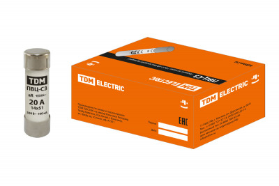 Плавкая вставка ПВЦ-С3 14х51 aR (быстродействующая) 20А TDM Electric, SQ0729-0050