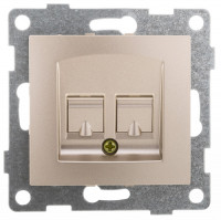 GUSI Bravo МЕХАНИЗМ розетки компьютерной RJ45, одинарной, скрытая установка. Цвет : шампань., С10К1-027