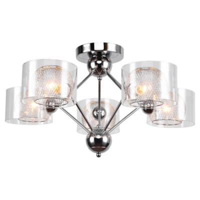 LUSSOLE LANIER Люстра потолочная, цвет основания - хром, плафон - стекло (цвет - прозрачный), 5x6W E14, GRLSP-8279