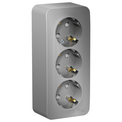 BLANCA О/У РОЗЕТКА 3-я с заземл. со шторк. ИЗОЛ.ПЛ.,16А, 250В, АЛЮМИНИЙ