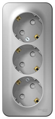 BLANCA О/У РОЗЕТКА 3-я с заземл. со шторк. ИЗОЛ.ПЛ.,16А, 250В, АЛЮМИНИЙ