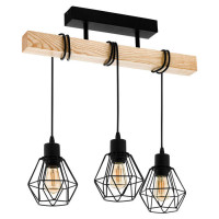 43131 Потолочный светильник TOWNSHEND 5, 3х60W (E27), L550, B200, H360, сталь, дерево, черный, корич