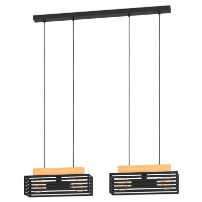 390164 Люстра CIDRAZ, 4X40W (E27), сталь, дерево, черный, коричневый