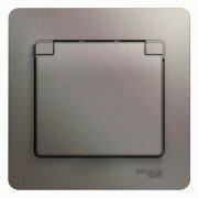 РОЗЕТКА с заземлением  со шторками с крышкой,IP20,16А, 250В, в сборе,ПЛАТИНА