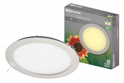 Светильник ультратонкий встраиваемый светодиодный "Даунлайт" СВО (хром) 18 Вт 3000К TDM Electric, SQ0329-0015