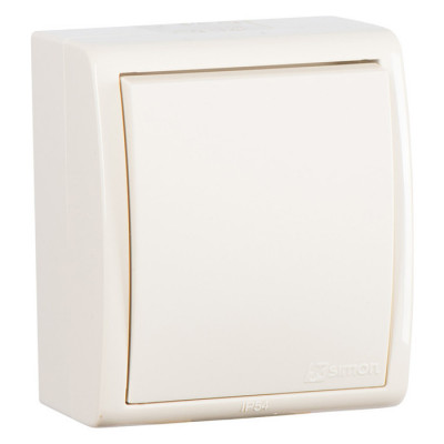 Simon Simon15 IP54  Выключатель 1-клав. 10А 250В~, винт. зажим, сл. кость, 1594101-031