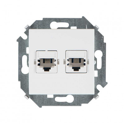 Simon Simon15 Розетка телефонн. 2хRJ11, винт. зажим, белая, 1591589-030