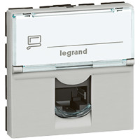 Legrand Розетка RJ 45 - Программа Mosaic - категория 5е - UTP - 2 модуля - алюминий, 079454