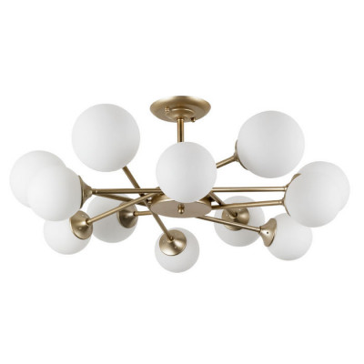 Arte Lamp MARCO, Люстра, цвет арматуры - МАТОВОЕ ЗОЛОТО, цвет плафона/декора - БЕЛЫЙ, 12х60W E14, A2703PL-12SG