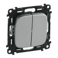 Legrand Valena ALLURE.Выключатель двухклавишный 10А 250В с лицевой панелью.Безвинтовые зажимы.Алюминий, 752905 Legrand Valena ALLURE.Выключатель двухклавишный 10А 250В с лицевой панелью.Безвинтовые зажимы.Алюминий, 752905