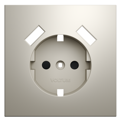 Накладка для розетки с заземлением и защитными шторками, с USB A+A, S70 (кашемир), VLS000903