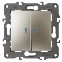 ЭРА 14-1105-04 Elegance Шампань Выключатель 2-кл с подсветкой