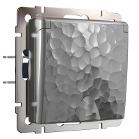 Werkel W1271206/ Розетка влагозащ. с зазем. с защит. крышкой и шторками (hammer серебряный), a052077