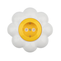 Розетка одноместная HAPPY Ромашка с/у, с/з, со шторками, желтая/белая KRANZ, KR-78-0622