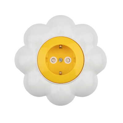Розетка одноместная HAPPY Ромашка с/у, с/з, со шторками, желтая/белая KRANZ, KR-78-0622
