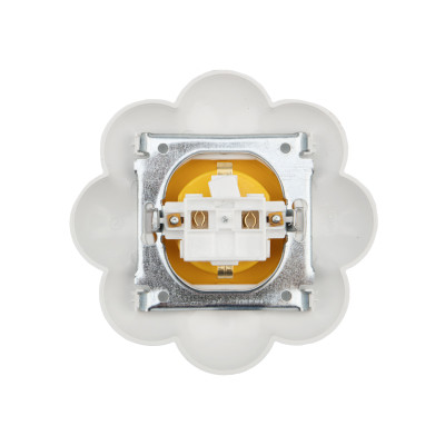 Розетка одноместная HAPPY Ромашка с/у, с/з, со шторками, желтая/белая KRANZ, KR-78-0622