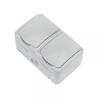 Блок горизонтальный 2 розетки Mini OG IP54 с/з, о/у, серый KRANZ, KR-78-0806