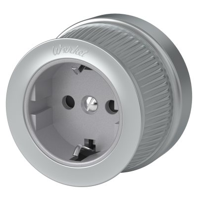 Werkel WL19-10-02/ Розетка с заземлением и шторками (Матовый хром) Ретро, a044924