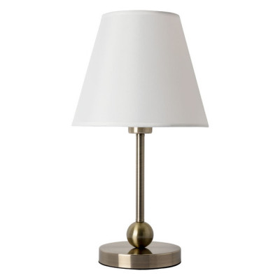 Arte Lamp ELBA, Светильник настольный интерьерный, цвет арматуры - АНТИЧНАЯ БРОНЗА, цвет плафона/декора - БЕЛЫЙ, 1х60W E27, A2581LT-1AB