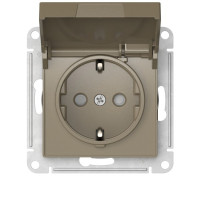 ATN000546S - ATLASDESIGN РОЗЕТКА с заземлением со шторками с крышкой,16А,IP20, мех.,быстрозажим. клем., ШАМПАНЬ, Systeme Electric