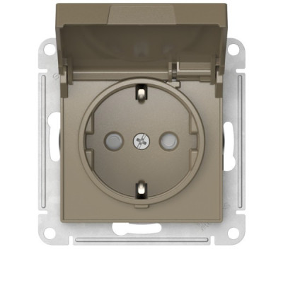 ATN000546S - ATLASDESIGN РОЗЕТКА с заземлением со шторками с крышкой,16А,IP20, мех.,быстрозажим. клем., ШАМПАНЬ, Systeme Electric