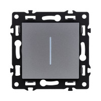 Выключатель кнопочный 1-клавишный 10А/250В с LED подсветкой, серый Kollinger Asthetik AS-012GY