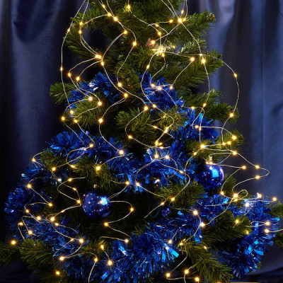 CL53 Гирлянда на елку, 200 LED теплый белый, 10 веток* 20 лампочек, 2м + 1м шнур, IP20, Feron 32985