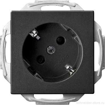 SM Розетка со шторками 45° 2К+З 16А 250В~, антрацит