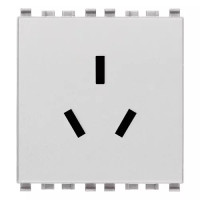 Vimar Розетка SICURY 2P+T 10A китайский стандарт, 2 мод., серебро матовое, 20252.N