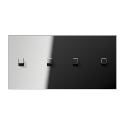 Центральная плата, 2 поста, для горизонтальной установки, тумблеры 2+2,куб; металлическое исполнение; хром; серия LS, GCR12-250E22