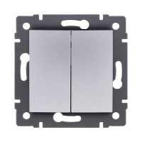 Выключатель кнопочный 2-клавишный 10А/250В, изогнутый, серый Kollinger REA-R-011GY для Aspekt, Eleganz, Reflex Выключатель кнопочный 2-клавишный 10А/250В, изогнутый, серый Kollinger REA-R-011GY для Aspekt, Eleganz, Reflex