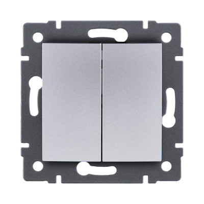 Выключатель кнопочный 2-клавишный 10А/250В, изогнутый, серый Kollinger REA-R-011GY для Aspekt, Eleganz, Reflex