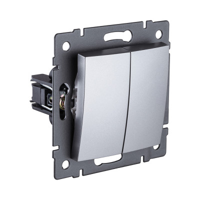 Выключатель кнопочный 2-клавишный 10А/250В, изогнутый, серый Kollinger REA-R-011GY для Aspekt, Eleganz, Reflex