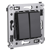 4402114 - ДКС Переключатель двухклавишный в стену, "Avanti", "Черный квадрат"