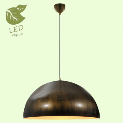 LUSSOLE SARATOGA Подвесной светильник, цвет основания - бронзовый, плафон - металл (цвет - бронзовый), 1x10W E27, GRLSP-9653