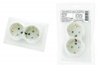 Розетка двойная 2П+З с защ. шт. 16А 250В белая "Таймыр" (пром. упак., бакелит. основание) TDM Electric, SQ1814-0518