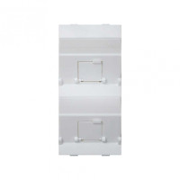 Simon Connect Белая Плата наклонная со шторками на 2 модуля MD (RJ45, оптоволокно), Cima-модуль 52x108мм, S80B-9